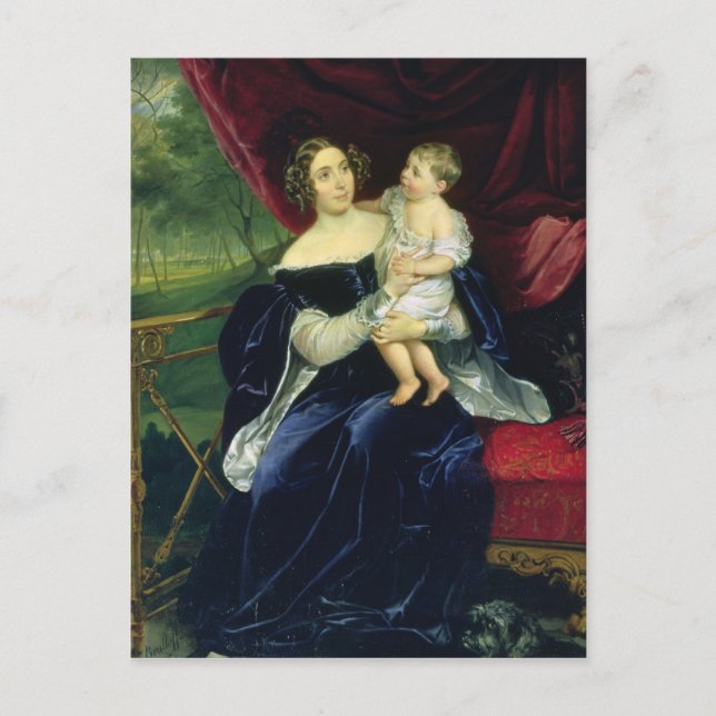 Postal Condesa Olga Ivanovna Orlov con su hija (Anverso)