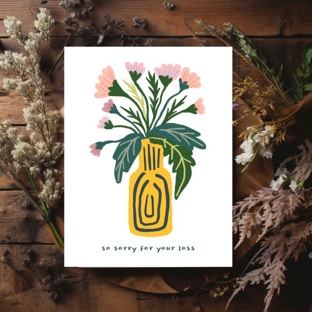 Postal Condolencias por pérdida de Personalizado de la Va (Condolences Sorry for Loss Vase of Flowers Custom Postcard
)