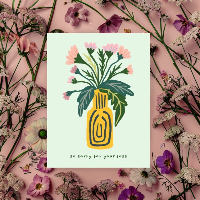 Postal Condolencias por pérdida de Personalizado de la Va (Condolences Sorry for Loss Vase of Flowers Custom Postcard
)