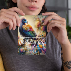 Postal Cóndor Emplumado Vibrante Posado en la Rama de un 