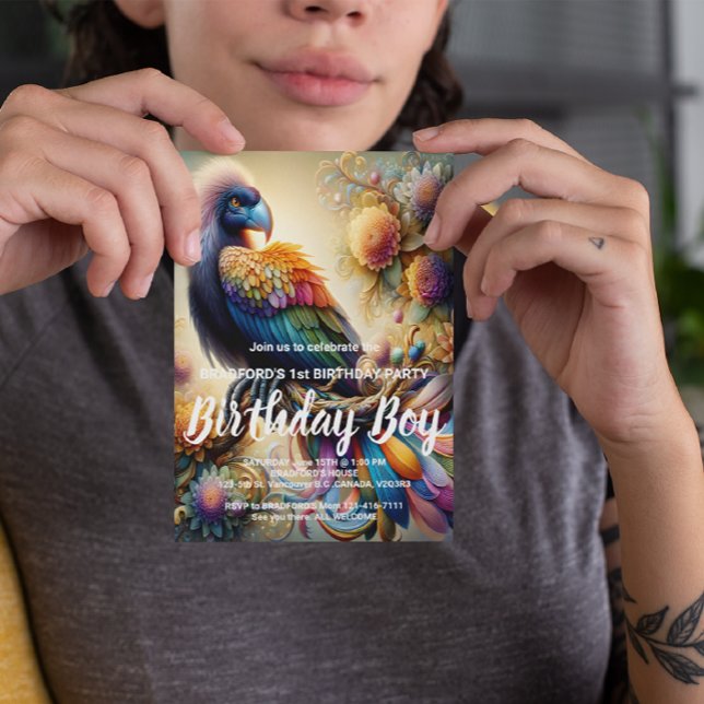 Postal Cóndor Emplumado Vibrante Posado en la Rama de un  (Subido por el creador)