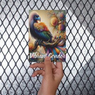 Postal Cóndor Emplumado Vibrante Posado en la Rama de un 