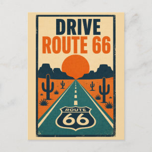 Postal Conduce por la ruta 66 Vintage Americana Carretera