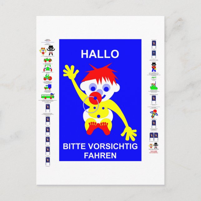 Postal Conduzca con cuidado - en alemán. (Anverso)