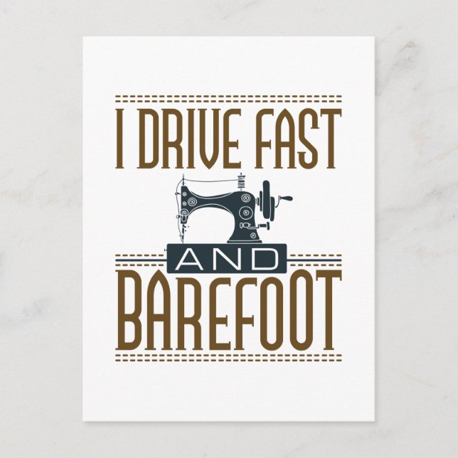 Postal Conduzco rápido y descalzo máquina de coser de vin (Anverso)