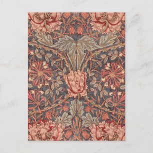 Postal Conejillo de miel, patrón floral de William Morris