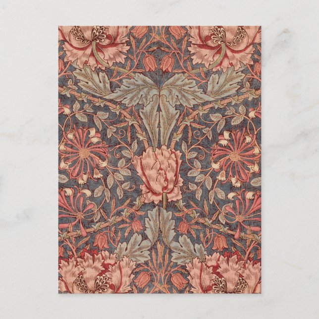 Postal Conejillo de miel, patrón floral de William Morris (Anverso)