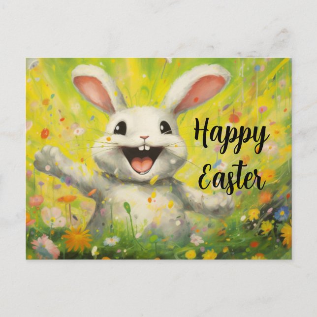 Postal conejita feliz de Pascua #5 (Anverso)