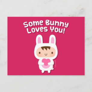 Postal Conejito Adorable Te Ama Confesión de Amor