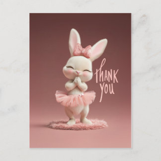 Postal Conejito bebé adorable con tutú rosa Gracias