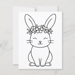 Postal Conejito caprichoso con arte floral