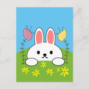Postal Conejito de dibujos animados lindo