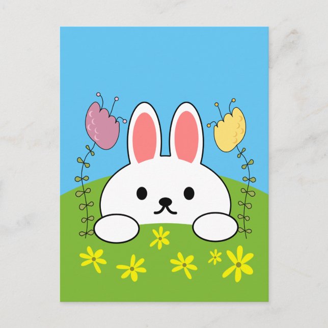 Postal Conejito de dibujos animados lindo (Anverso)