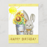 Conejito de girasol lindo Cumpleaños feliz