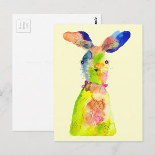 Postal Conejito de Pascua adorable arte acuarela