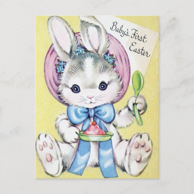 Postal Conejito de Pascua del primer bebé adorable (Anverso)
