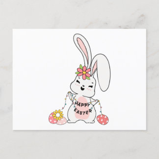 Postal Conejito de primavera adorable Feliz Pascua