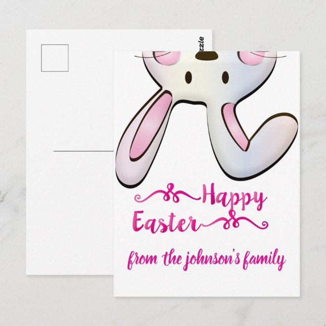 Postal Conejito divertido de Pascua (Anverso / Reverso)