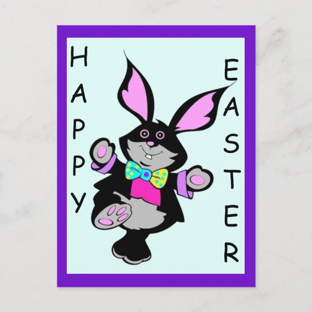 Postal Conejito Divertido para Niños Feliz Pascua (Anverso)