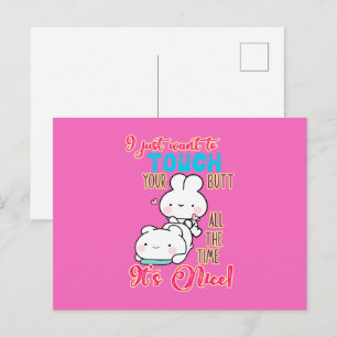 Postal Conejito Divertido y Lindo Solo Quiero Tocar Tu Tr