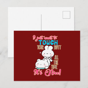 Postal Conejito Divertido y Lindo Solo Quiero Tocar Tu Tr