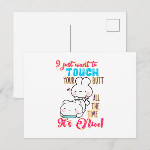 Postal Conejito Divertido y Lindo Solo Quiero Tocar Tu Tr