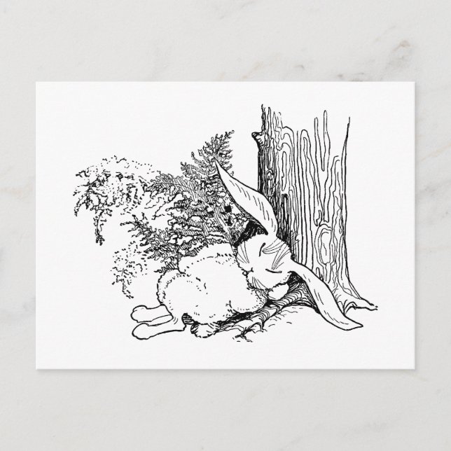 Postal Conejito durmiendo en un bosque (Anverso)