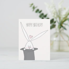 Postal Conejito Lindo con Sombrero de Copa - Cumpleaños