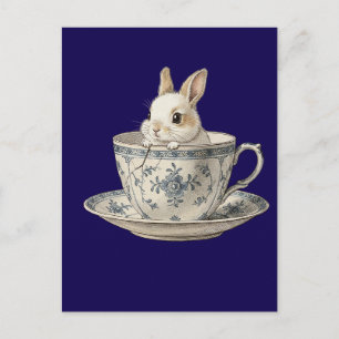 Postal Conejito lindo en arte de taza de té