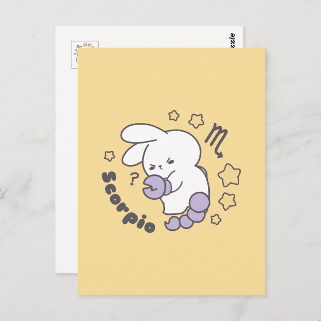 Postal Conejito Loppitokki Abraza la Magia del Zodiaco de (Anverso / Reverso)