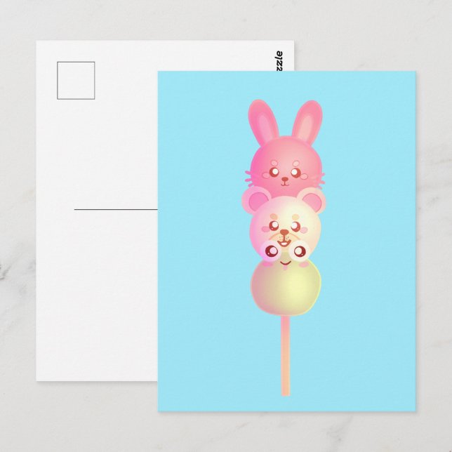 Postal Conejito, Oso Y Rana De Dango (Anverso / Reverso)