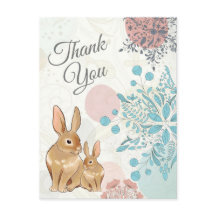 Conejitos Lindos con Flores de Primavera Gracias