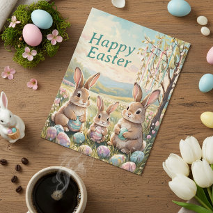Postal Conejitos y Huevos de Pascua Personalizados Lindos
