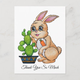 Postal Conejo Acuarela Con Cactus Adorable