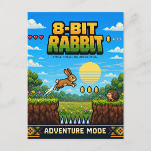 Postal Conejo, Arte de Pixel Retro de 8 Bits