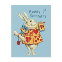 Conejo Blanco golpea a trompeta Feliz cumpleaños C