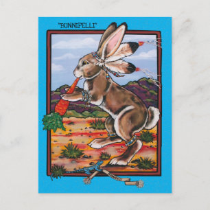 Postal Conejo Bunnipelli Kokopelli del Suroeste