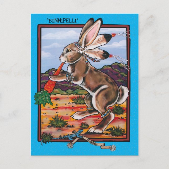 Postal Conejo Bunnipelli Kokopelli del Suroeste (Anverso)
