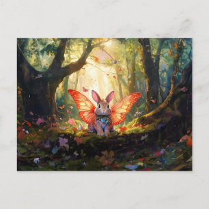 Postal Conejo caprichoso en un bosque encantado