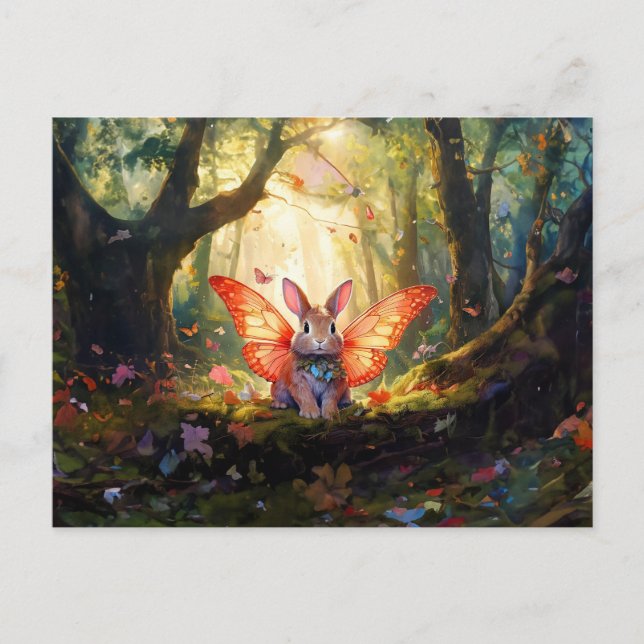 Postal Conejo caprichoso en un bosque encantado (Anverso)