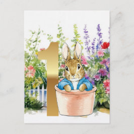 Postal Conejo clásico primer cumpleaños
