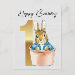 Postal Conejo clásico primera cumpleaños
