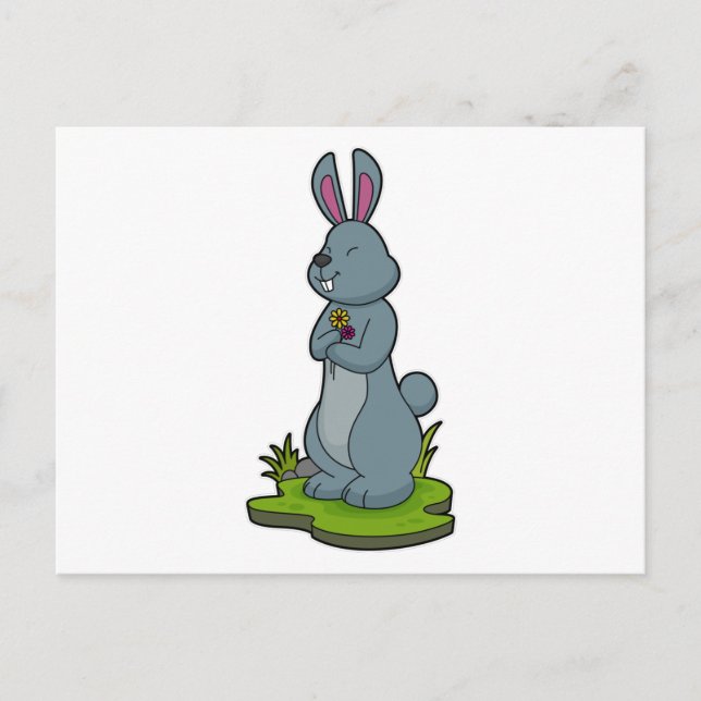 Postal Conejo con Flores (Anverso)