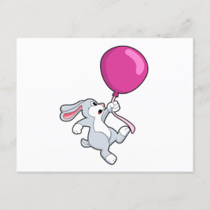 Postal Conejo con globo