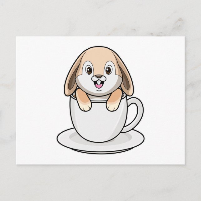 Postal Conejo con taza de café (Anverso)