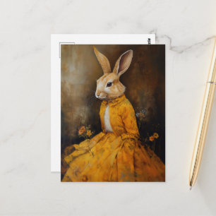 Postal Conejo con vestido amarillo