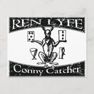 Postal Conejo Conny Catcher Grabado en Madera, Robert Gre