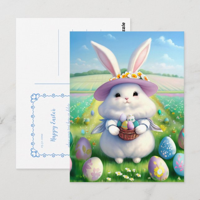 Postal Conejo Cute Easter 01 (Anverso / Reverso)