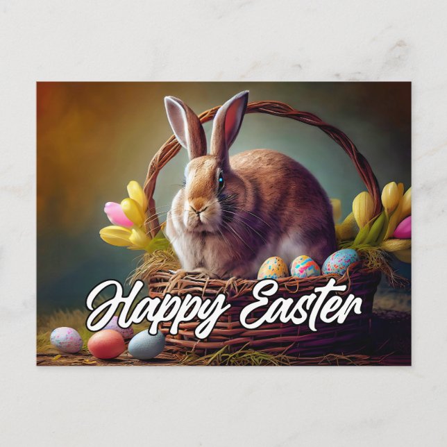 Postal Conejo Cute Happy Easter (Anverso)