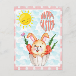 Postal Conejo Cute Happy Easter